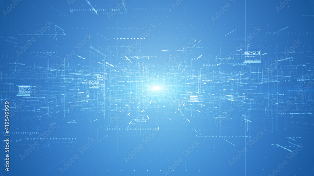 Poster digital cyberspace and digital data network connections concept. transfer digital data hi-speed inte