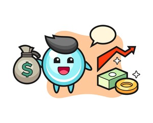 Bubble illustration cartoon holding money sack