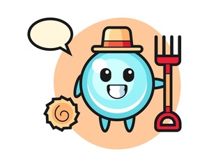 Mascot character of bubble as a farmer