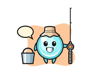 Mascot character of bubble as a fisherman