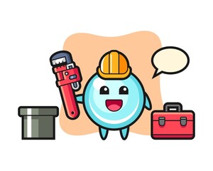 Character illustration of bubble as a plumber