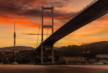 Bosphorus bridge between european and asian part of Istanbul, Turkey.