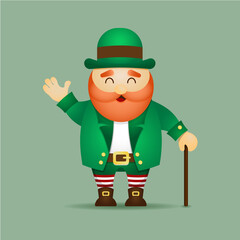 Saint Patrick as an old man waves his hand.
