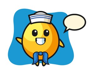 Character mascot of golden egg as a sailor man