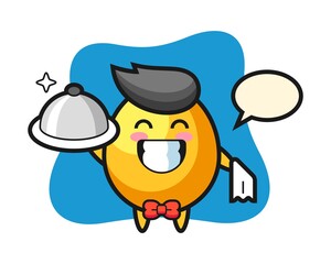 Character mascot of golden egg as a waiters