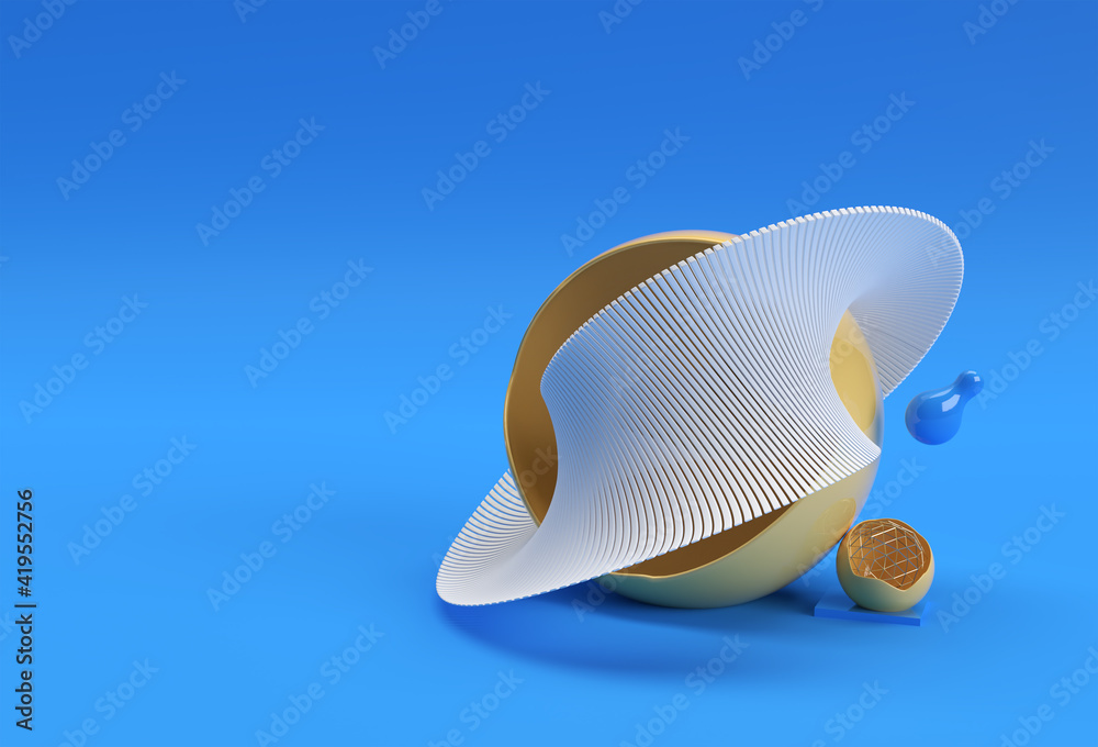 Poster 3d rendering abstract background with wave line. creative architectural concept.