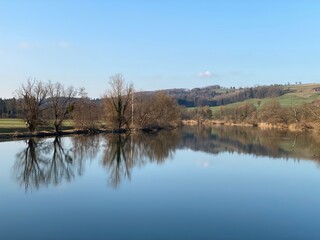 Flach lake or Flachsee in the natural protection zone Aargau Reuss river plain (Naturschutzzone...