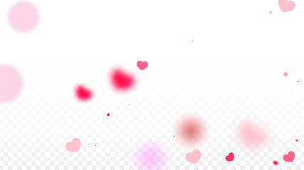 Hearts Confetti Falling Background. St. Valentine's Day pattern. Romantic Scattered Hearts Design Element. Love. Sweet Moment. Gift. Cute Element of Design for Sales or Celebration.