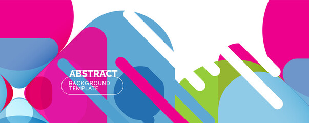 Flat geometric round shapes and dynamic lines, abstract background. Vector illustration for placards, brochures, posters and banners