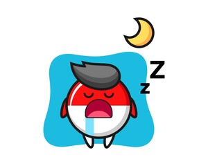 Indonesia flag badge character illustration sleeping at night