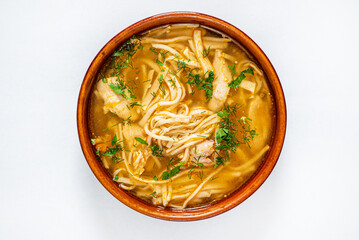 Laghman soup on the white