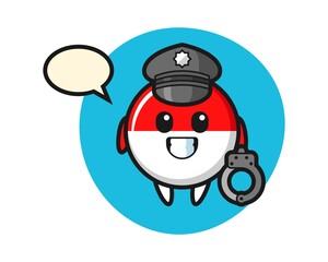 Cartoon mascot of indonesia flag badge as a police