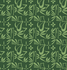 Fototapeta premium Japanese Leaf Mosaic Vector Seamless Pattern
