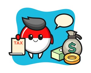 Character cartoon of indonesia flag badge as a accountant