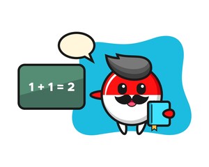Illustration of indonesia flag badge character as a teacher
