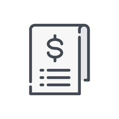 Receipt, bill and invoice color line icon. Billing document vector outline colorful sign.