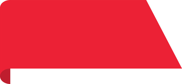 Red badge, label or sticker.