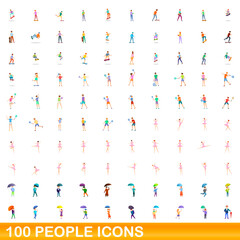 Naklejka premium 100 people icons set. Cartoon illustration of 100 people icons vector set isolated on white background