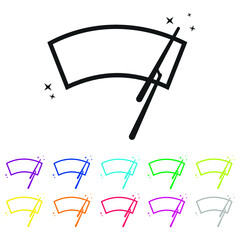 An Illustrated Icon in an array of colours on a White Background -  Car windscreen wiper icon