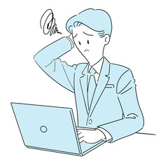 パソコン操作に困るビジネスマン