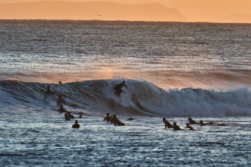 Surfing big waves in Santa Barbara Harbor