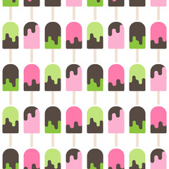 ice cream lolly seamless pattern on white background. Popsicle
