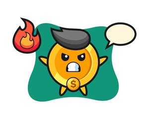 dollar coin character cartoon with angry gesture