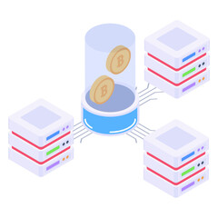 
Blockchain networking isometric icon design

