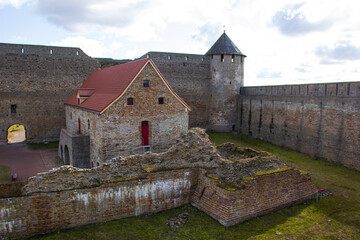 The walls of the Ivangorod Fortress Museum - the first Russian fortress on the way to Russia.