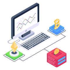 
A online business analytics in isometric icon 

