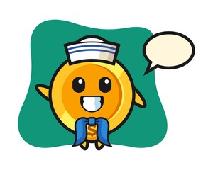 Character mascot of dollar coin as a sailor man