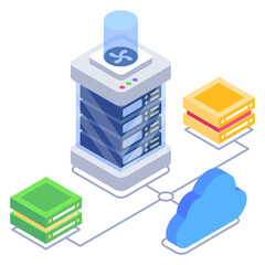 
Icon of cloud network server in isometric design

