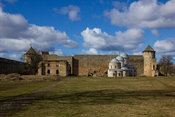 Church of the Assumption of the Blessed Virgin Mary in Ivangorod. Ivangorod Fortress Museum - the first Russian fortress in Russia.
