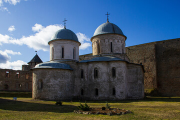 Church of the Assumption of the Blessed Virgin Mary in Ivangorod. Ivangorod Fortress Museum - the first Russian fortress in Russia.