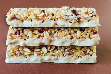 Three flake bars with berry and yogurt glaze