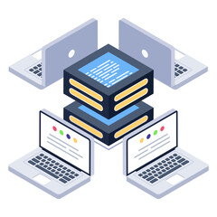 
Icon of cloud backup in modern isometric design

