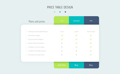 Beautiful template for price table