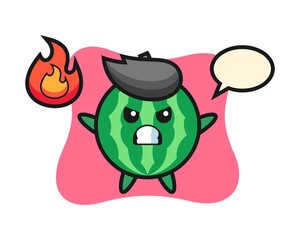 Watermelon character cartoon with angry gesture