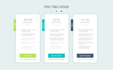 Beautiful template for price table