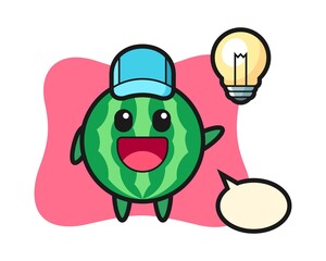 Watermelon character cartoon getting the idea