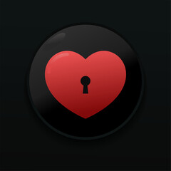 Heart with keyhole. Lock heart. Isolated on dark background. Illustration vector