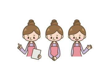 エプロン姿の女性セット＿上半身