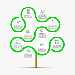 Infographic Industry 4.0 template. Icons in different colors. Include Industry 4.0, Blockchain, Automation, Manufacturing and others.
