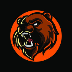 Bear Head E Sport Mascot Logo