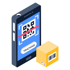 
Barcode inside smartphone with parcel showcasing mobile parcel scanning 

