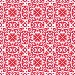 Red color seamless pattern with mandala.Mandala Background.