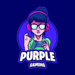 Angry girl gaming mascot logo