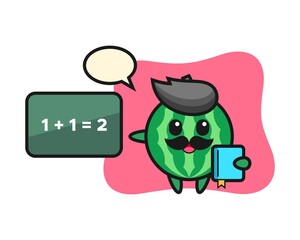 Illustration of watermelon character as a teacher