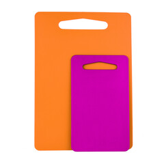 Cutting boards made of plastic, large orange and small purple