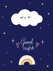 
good night poster on the dark background